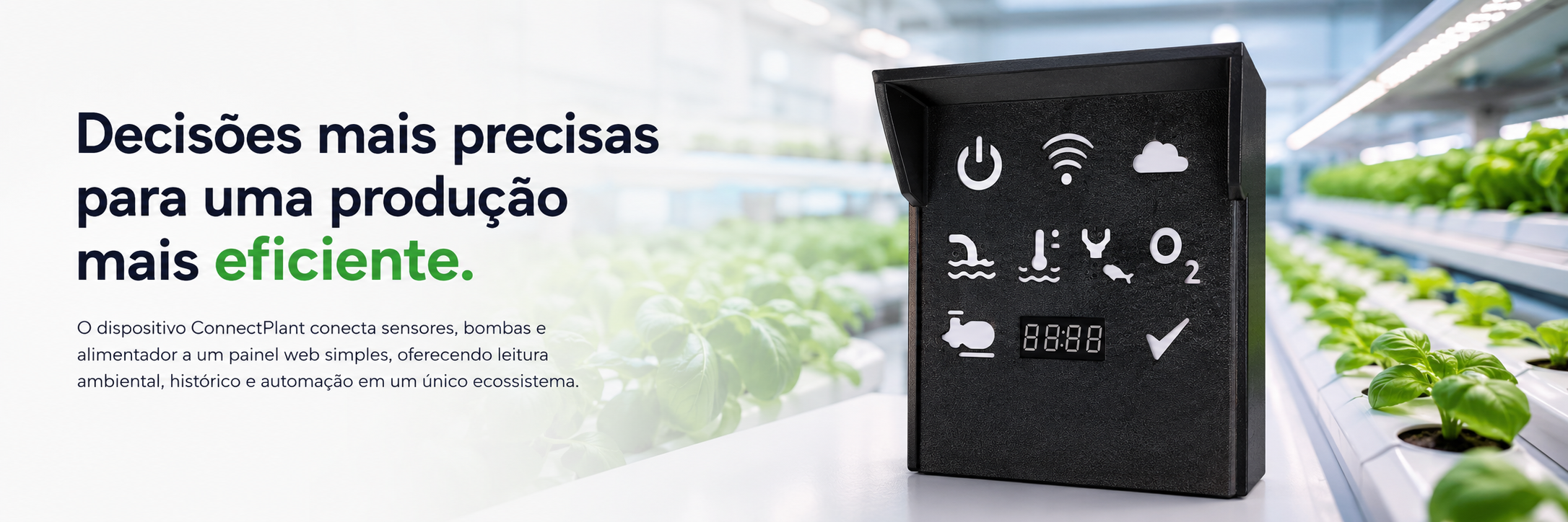 Dispositivo ConnectPlant em uma produção hidropônica