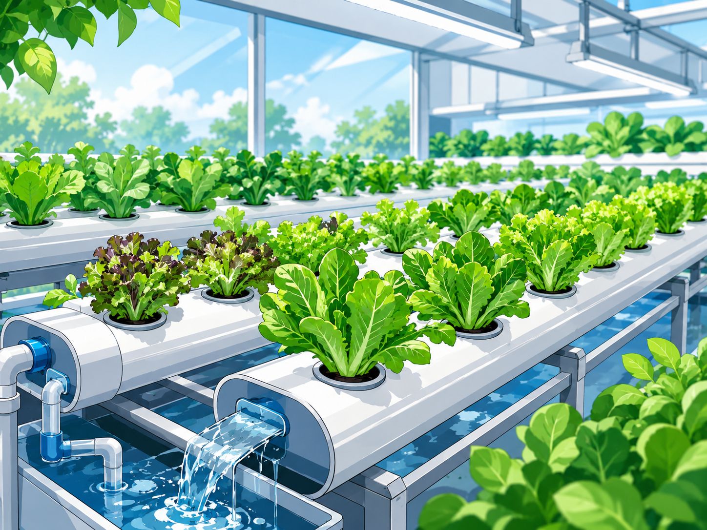 Cultivo ilustrado de hidroponia em ambiente protegido